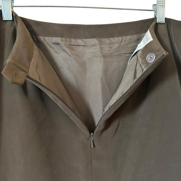 Jones New York 100% Silk Pencil Skirt Brown Satin Silky Feel SZ 12 Business Chic - Picture 6 of 7